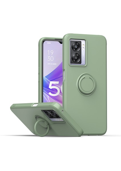 Oppo A57 5g Için Ince Silikon Yüzük Stand Telefon Kılıfı - Yeşil (Yurt Dışından)