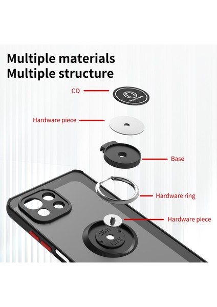 Xiaomi Mi 11 Lite Için Yüzük Stand Mat Sert Silikon Telefon Kılıfı - Kırmızı (Yurt Dışından)