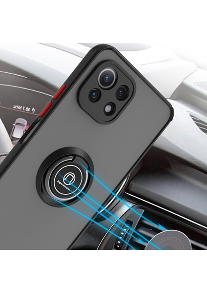 Xiaomi Mi 11 Lite Için Yüzük Stand Mat Sert Silikon Telefon Kılıfı - Kırmızı (Yurt Dışından)