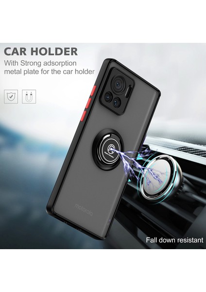 Motorola Edge 30 Ultra Için Yüzük Stand Mat Sert Silikon Telefon Kılıfı - Kırmızı (Yurt Dışından) fırsatları