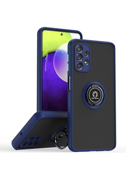 Samsung Galaxy A32 5g Için Yüzük Stand Mat Sert Silikon Telefon Kılıfı - Mavi (Yurt Dışından)