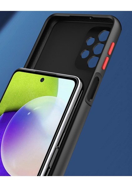 Samsung Galaxy A32 5g Için Yüzük Stand Mat Sert Silikon Telefon Kılıfı - Mavi (Yurt Dışından)