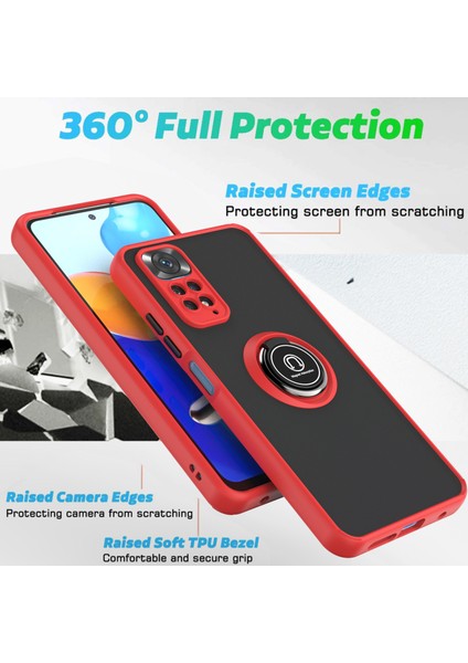 Xiaomi Redmi Note 11 4g / Note 11S Için Yüzük Stand Mat Sert Silikon Telefon Kılıfı - Sarı (Yurt Dışından)