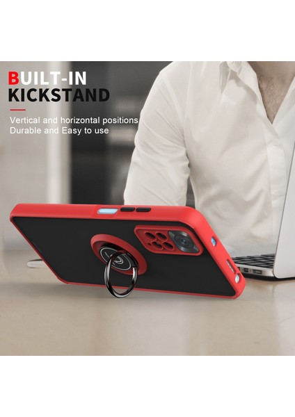 Xiaomi Redmi Note 11 4g / Note 11S Için Yüzük Stand Mat Sert Silikon Telefon Kılıfı - Sarı (Yurt Dışından)