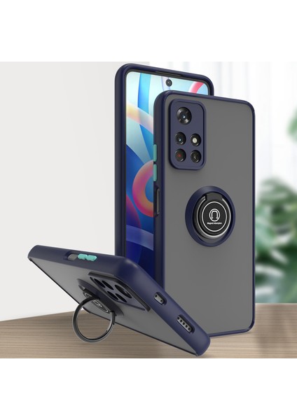 Xiaomi Poco M4 Pro 5g Için Yüzük Stand Mat Sert Silikon Telefon Kılıfı - Mavi (Yurt Dışından)