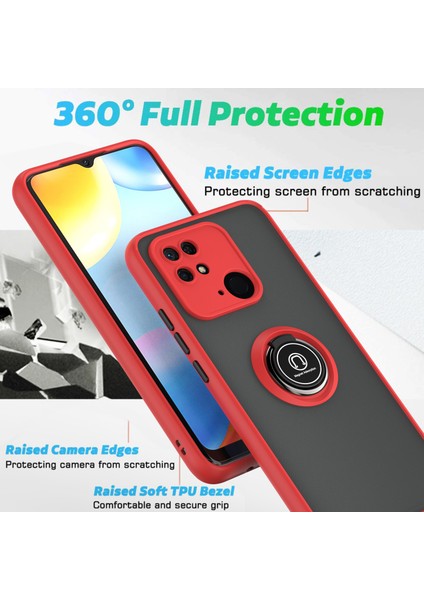 Xiaomi Redmi 10C Için Yüzük Stand Mat Sert Silikon Telefon Kılıfı - Mavi (Yurt Dışından)
