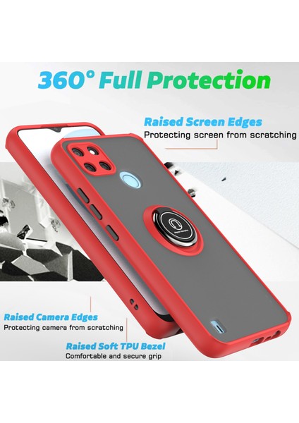 Oppo Realme C21Y Için Yüzük Stand Mat Sert Silikon Telefon Kılıfı - Mavi (Yurt Dışından) fiyatları