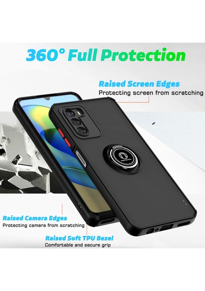 Motorola Moto G42 Için Yüzük Stand Mat Sert Silikon Telefon Kılıfı - Mavi (Yurt Dışından) fiyatları