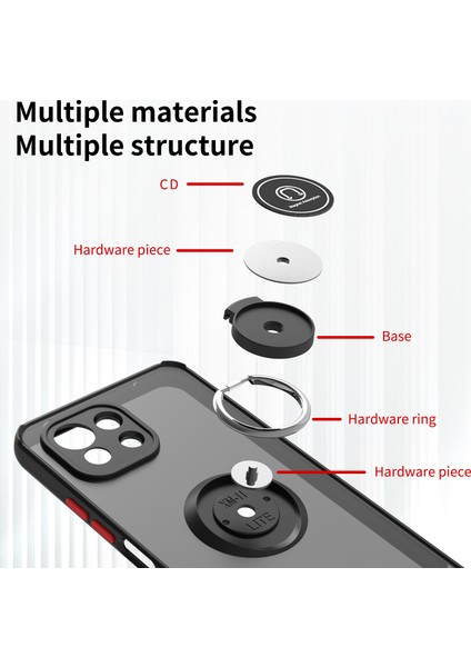 Xiaomi Mi 11 Lite Için Yüzük Stand Mat Sert Silikon Telefon Kılıfı - Siyah (Yurt Dışından)