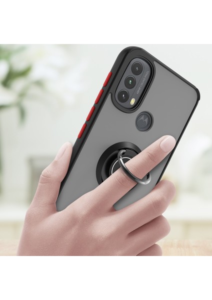 Motorola Moto E20 / E40 Için Yüzük Stand Mat Sert Silikon Telefon Kılıfı - Sarı (Yurt Dışından) indirimleri