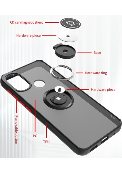 Motorola Moto E20 / E40 Için Yüzük Stand Mat Sert Silikon Telefon Kılıfı - Açık Mavi (Yurt Dışından) modelleri