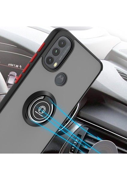 Motorola Moto E20 / E40 Için Yüzük Stand Mat Sert Silikon Telefon Kılıfı - Açık Mavi (Yurt Dışından) fırsatları