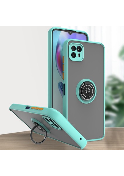 Motorola Moto G50 5g Için Yüzük Stand Mat Sert Silikon Telefon Kılıfı - Açık Mavi (Yurt Dışından)