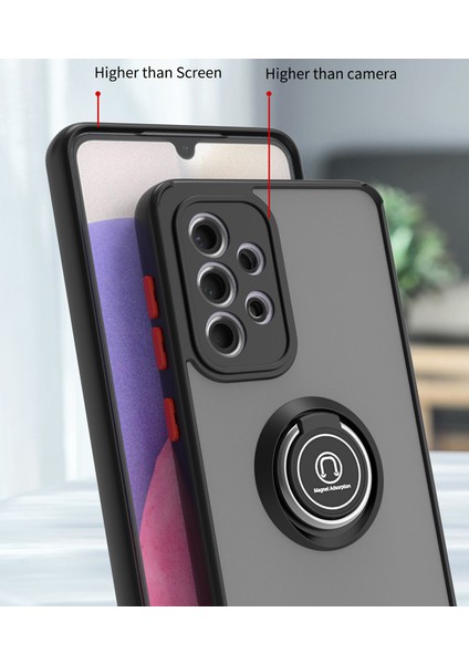 Samsung Galaxy A33 5g Için Yüzük Stand Mat Sert Silikon Telefon Kılıfı - Siyah (Yurt Dışından) fiyatları