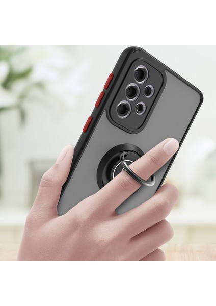 Samsung Galaxy A33 5g Için Yüzük Stand Mat Sert Silikon Telefon Kılıfı - Siyah (Yurt Dışından) indirimleri