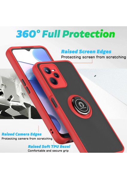 Oppo Realme C35 Için Yüzük Stand Mat Sert Silikon Telefon Kılıfı - Kırmızı (Yurt Dışından) fiyatları