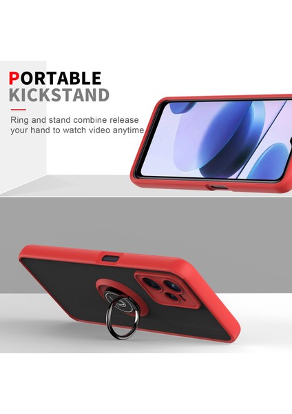 Oppo Realme C35 Için Yüzük Stand Mat Sert Silikon Telefon Kılıfı - Kırmızı (Yurt Dışından) indirimleri
