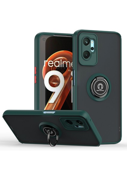 Oppo A36 Için Yüzük Stand Mat Sert Silikon Telefon Kılıfı - Koyu Yeşil (Yurt Dışından)