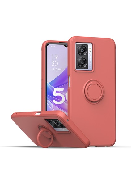 Oppo A57 5g Için Ince Silikon Yüzük Stand Telefon Kılıfı - Koyu Kırmızı (Yurt Dışından)