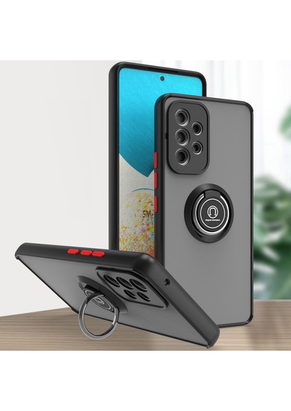 Samsung Galaxy A53 5g Için Yüzük Stand Mat Sert Silikon Telefon Kılıfı - Siyah/kırmızı (Yurt Dışından)