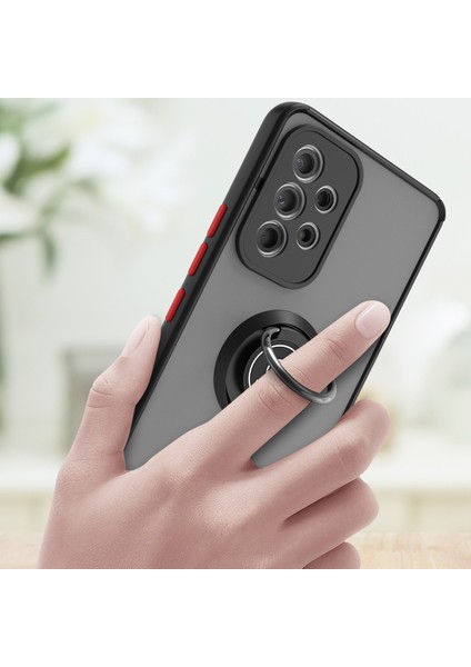 Samsung Galaxy A53 5g Için Yüzük Stand Mat Sert Silikon Telefon Kılıfı - Siyah/kırmızı (Yurt Dışından) indirimleri