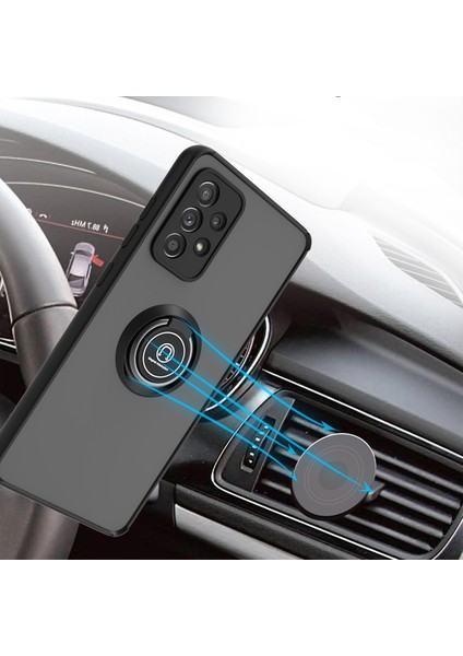 Samsung Galaxy A52 5g / 4g Için Yüzük Stand Mat Sert Silikon Telefon Kılıfı - Siyah/kırmızı (Yurt Dışından) fırsatları
