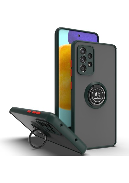 Samsung Galaxy A52 5g / 4g Için Yüzük Stand Mat Sert Silikon Telefon Kılıfı - Koyu Yeşil (Yurt Dışından)