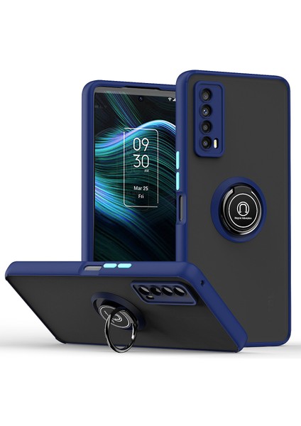 Tcl Stylus Için Yüzük Stand Mat Sert Silikon Telefon Kılıfı - Mavi (Yurt Dışından)