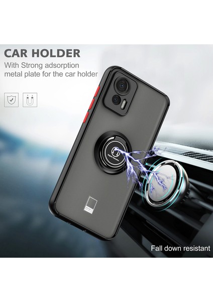 Motorola Edge 30 Neo Için Yüzük Stand Mat Sert Silikon Telefon Kılıfı - Siyah (Yurt Dışından) fırsatları