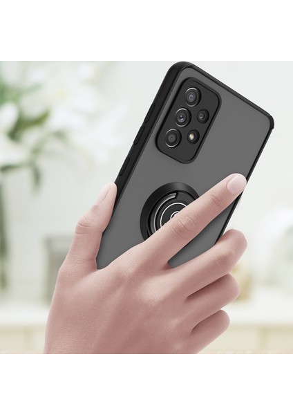 Samsung Galaxy A52 5g / 4g Için Yüzük Stand Mat Sert Silikon Telefon Kılıfı - Açık Mavi (Yurt Dışından) indirimleri