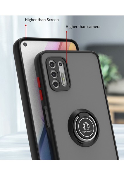 Motorola Moto G Stylus 2021 Için Yüzük Stand Mat Sert Silikon Telefon Kılıfı - Sarı (Yurt Dışından) fiyatları