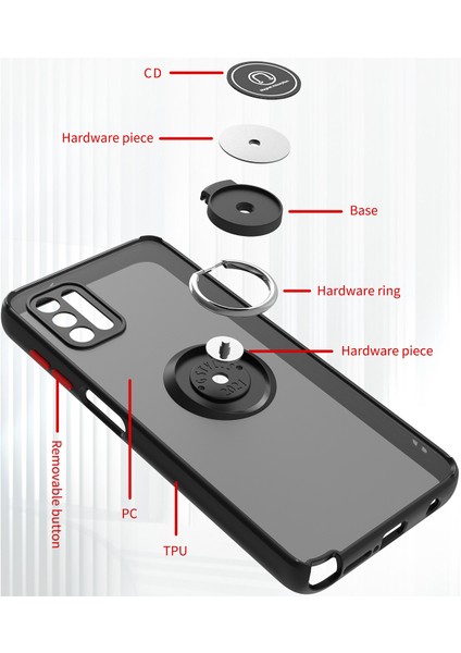 Motorola Moto G Stylus 2021 Için Yüzük Stand Mat Sert Silikon Telefon Kılıfı - Sarı (Yurt Dışından) modelleri
