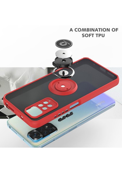 Xiaomi Redmi Note 11 Pro 5g / 4g Için Yüzük Stand Mat Sert Silikon Telefon Kılıfı - Yeşil (Yurt Dışından)