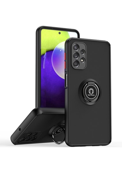 Samsung Galaxy A32 5g Için Yüzük Stand Mat Sert Silikon Telefon Kılıfı - Siyah/kırmızı (Yurt Dışından)