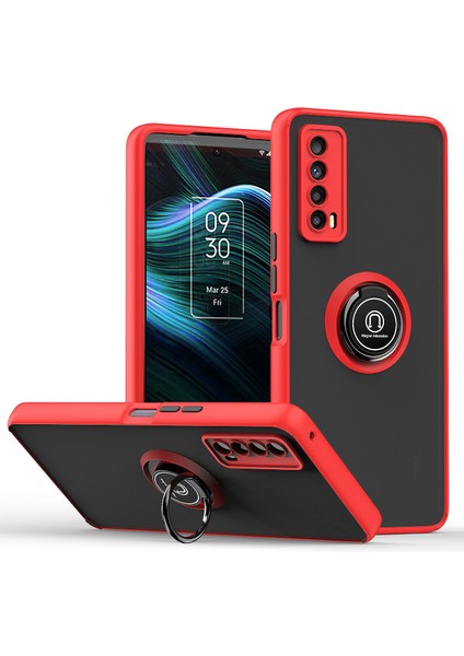 Tcl Stylus Için Yüzük Stand Mat Sert Silikon Telefon Kılıfı - Kırmızı (Yurt Dışından)