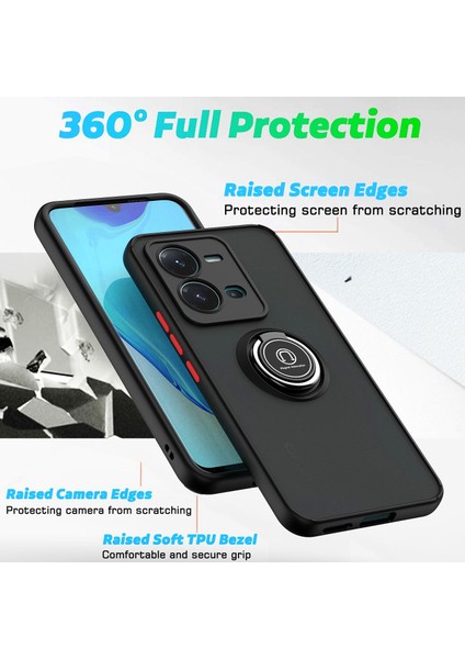 Vıvo V25 Için Yüzük Stand Mat Sert Silikon Telefon Kılıfı - Mavi (Yurt Dışından) fiyatları