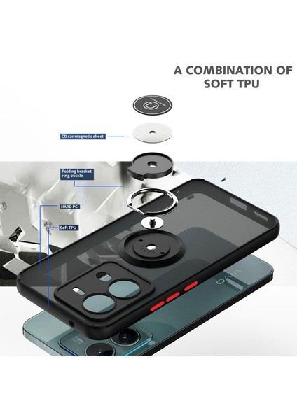 Vıvo V25 Için Yüzük Stand Mat Sert Silikon Telefon Kılıfı - Mavi (Yurt Dışından) modelleri