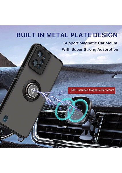 Realme C31 Için Yüzük Stand Mat Sert Silikon Telefon Kılıfı - Koyu Yeşil (Yurt Dışından) fırsatları