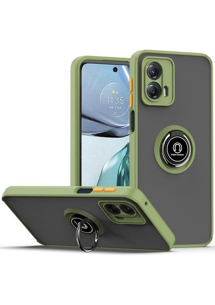 Motorola Moto G 5g 2023 Için Yüzük Stand Mat Sert Silikon Telefon Kılıfı - Yeşil (Yurt Dışından)