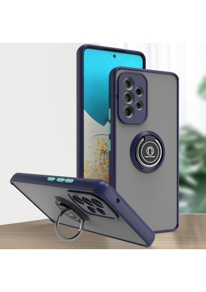 Samsung Galaxy A53 5g Için Yüzük Stand Mat Sert Silikon Telefon Kılıfı - Mavi (Yurt Dışından)