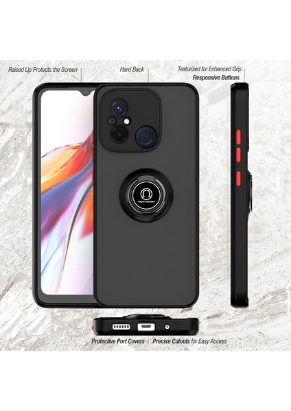 Xiaomi Redmi 12C Için Yüzük Stand Mat Sert Silikon Telefon Kılıfı - Koyu Yeşil (Yurt Dışından) fiyatları
