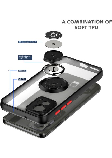 Motorola Edge 30 Neo Için Yüzük Stand Mat Sert Silikon Telefon Kılıfı - Yeşil (Yurt Dışından) modelleri