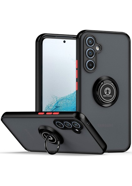 Samsung Galaxy A54 5g Için Yüzük Stand Mat Sert Silikon Telefon Kılıfı - Siyah/kırmızı (Yurt Dışından)