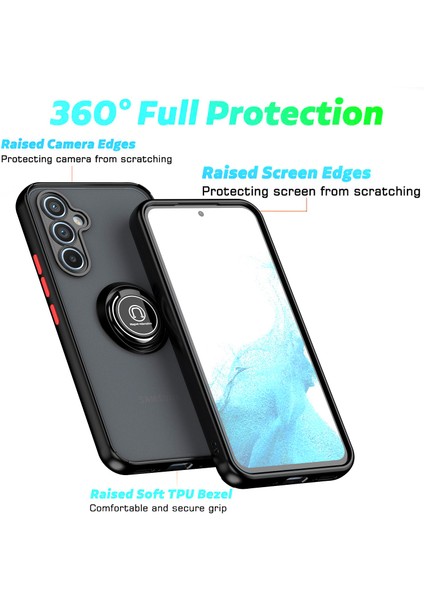 Samsung Galaxy A54 5g Için Yüzük Stand Mat Sert Silikon Telefon Kılıfı - Siyah/kırmızı (Yurt Dışından) indirimleri