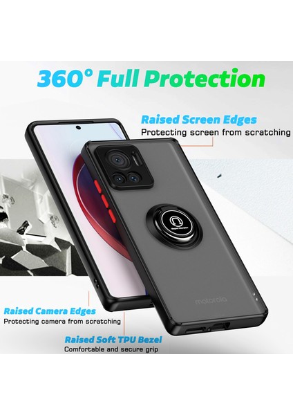 Motorola Edge 30 Ultra Için Yüzük Stand Mat Sert Silikon Telefon Kılıfı - Açık Mavi (Yurt Dışından) indirimleri