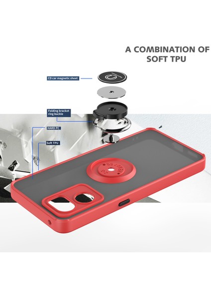 Oppo Reno7 5g Için Yüzük Stand Mat Sert Silikon Telefon Kılıfı - Sarı (Yurt Dışından) modelleri