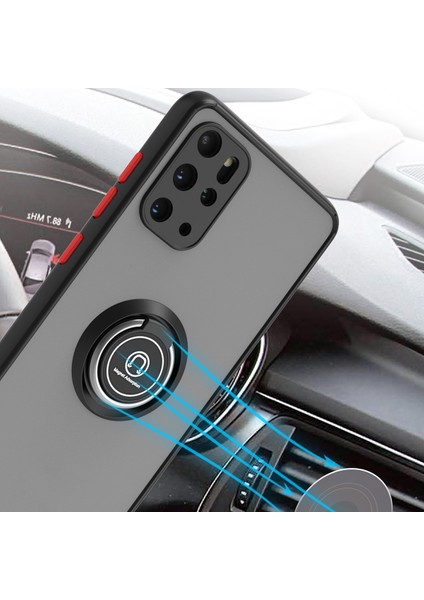 Samsung Galaxy S20 Plus Için Yüzük Stand Mat Sert Silikon Telefon Kılıfı - Mavi (Yurt Dışından)