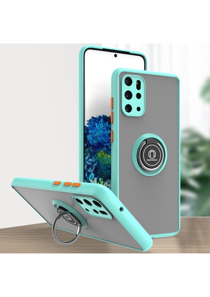 Samsung Galaxy S20 Plus Için Yüzük Stand Mat Sert Silikon Telefon Kılıfı - Açık Mavi (Yurt Dışından)