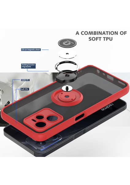 Oppo Realme C35 Için Yüzük Stand Mat Sert Silikon Telefon Kılıfı - Koyu Yeşil (Yurt Dışından) modelleri