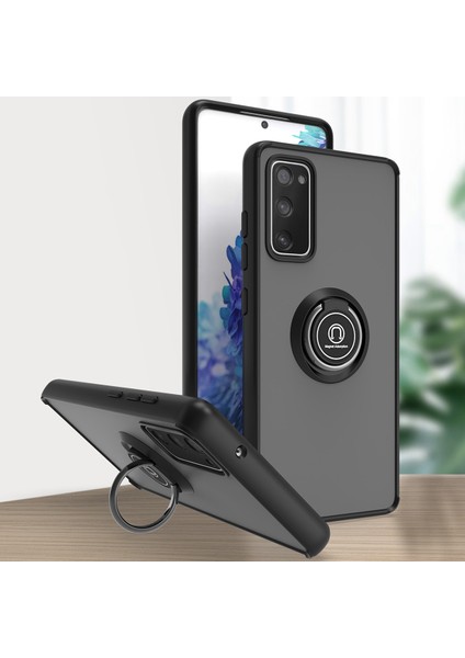 Samsung Galaxy S20 Fe 5G/S20 Fe 2022 Için Yüzük Stand Mat Sert Silikon Telefon Kılıfı - Siyah (Yurt Dışından)